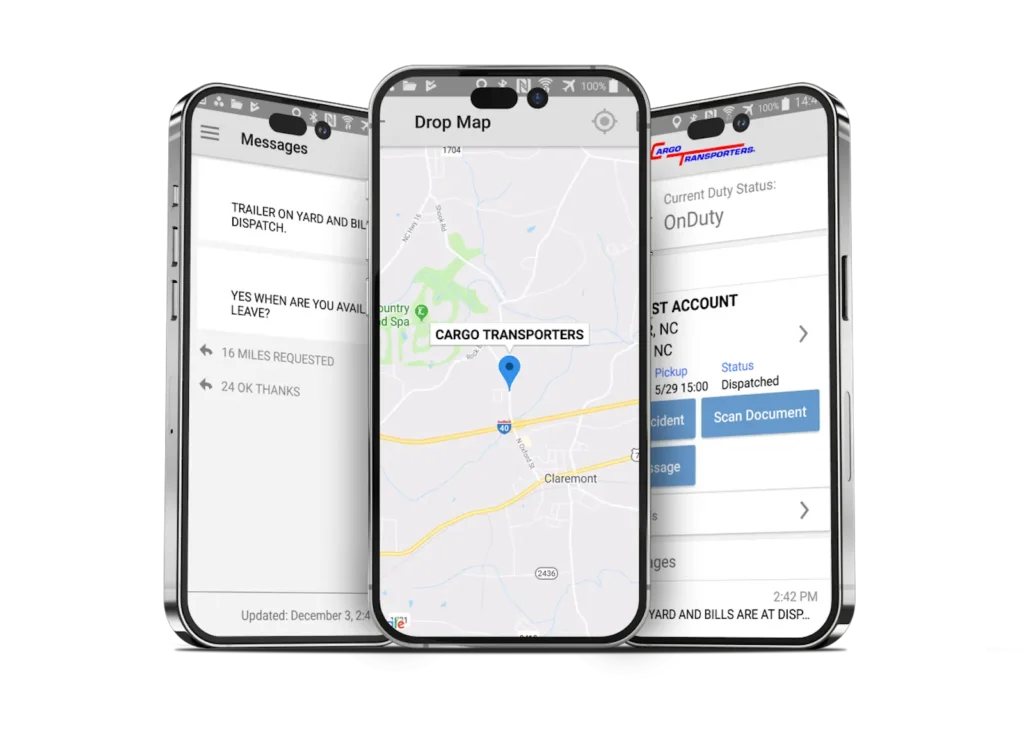 CDL A driving jobs being managed through a mobile app in North Carolina.