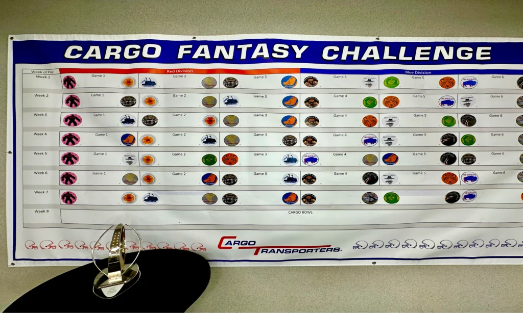 Image of Cargo Fantasy Challenge schedule, a fun competition fostering camaraderie among drivers at a trucking and logistics company near Charlotte, NC.