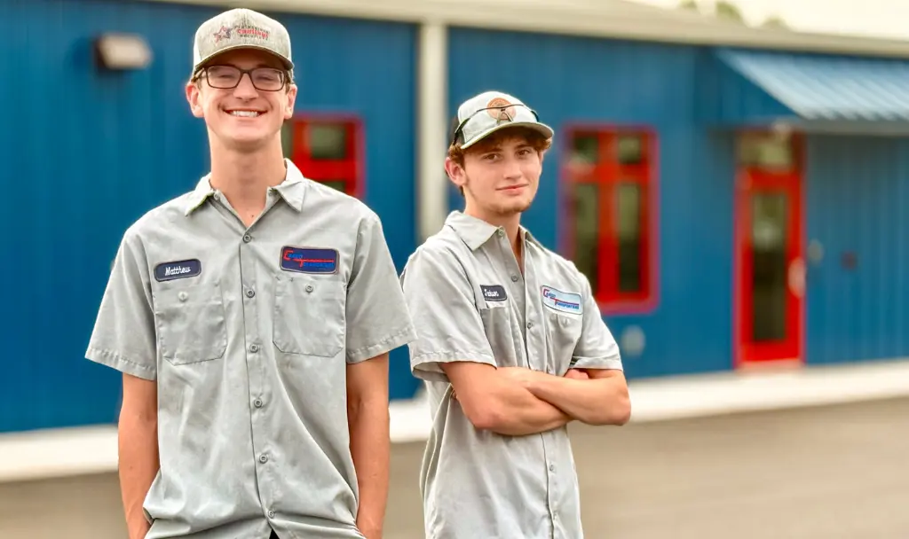 Jackson Brown and Matthew Early at Cargo Transporters, continuing the Brown family legacy